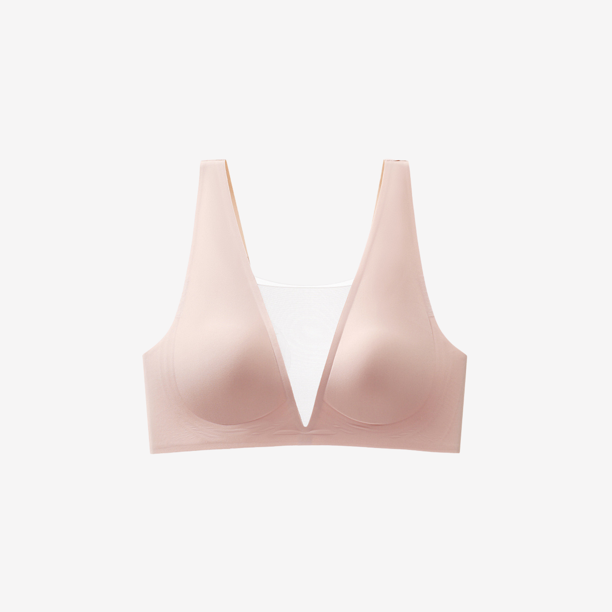 Lustre Blush – Elegant baby pink corset top with mesh details and deep V-neckline.