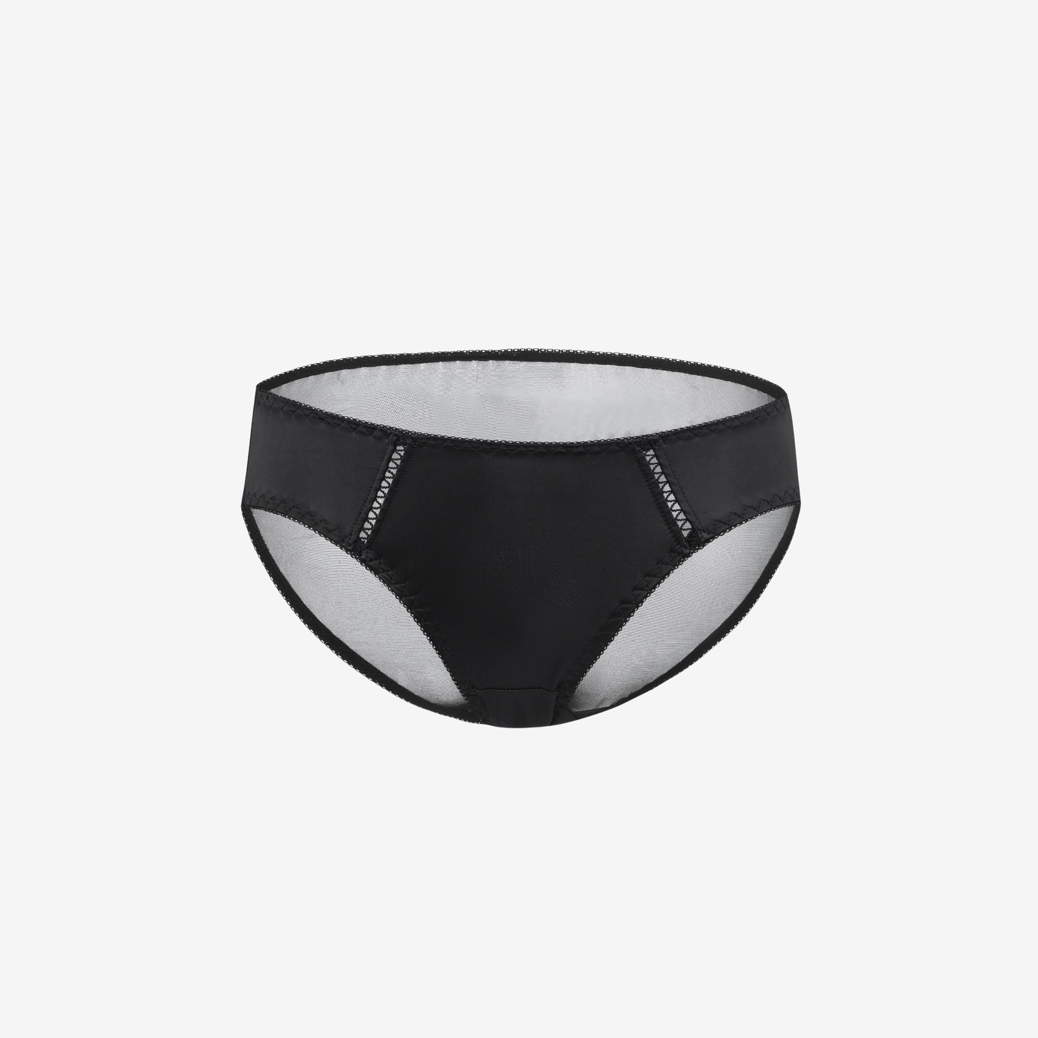 Black Bikini Brief – Elegant Sheer Mesh Lingerie