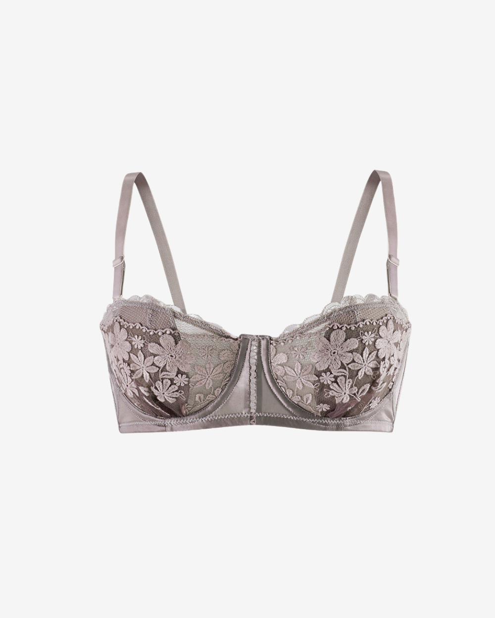 Intyra Mocha Embrace Lace Bandeau in rich mocha tones with floral lace embroidery displayed on a clean white background.