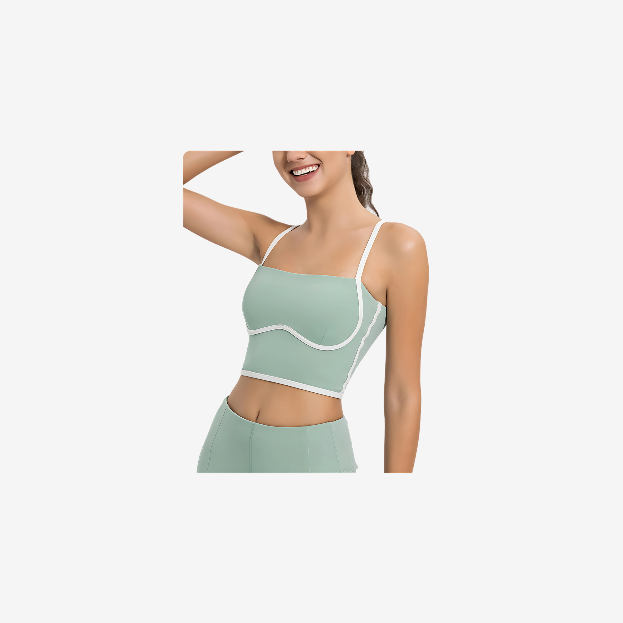 Mint Green Square Neck Corset Top by Intyra. With contrast piping and premium stretch fabric, this chic crop top offers style, comfort, and a flattering fit.