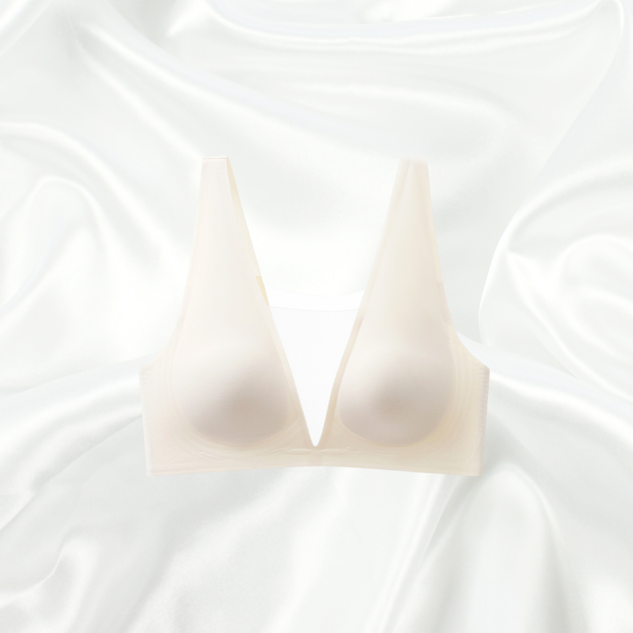 Ivory Corset Top with mesh details and plunging neckline in ivory