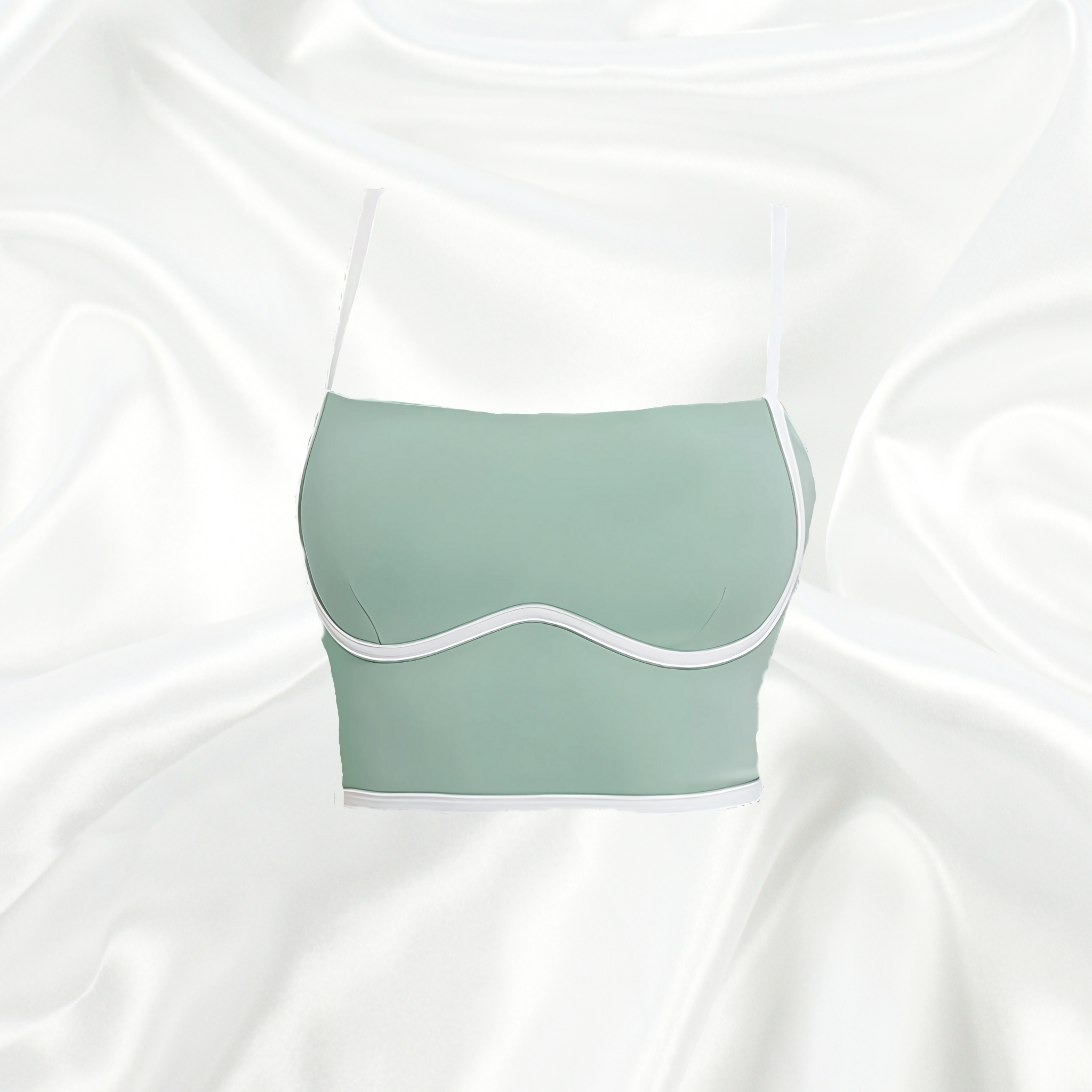 Mint Green Square Neck Corset Top by Intyra. With contrast piping and premium stretch fabric, this chic crop top offers style, comfort, and a flattering fit.