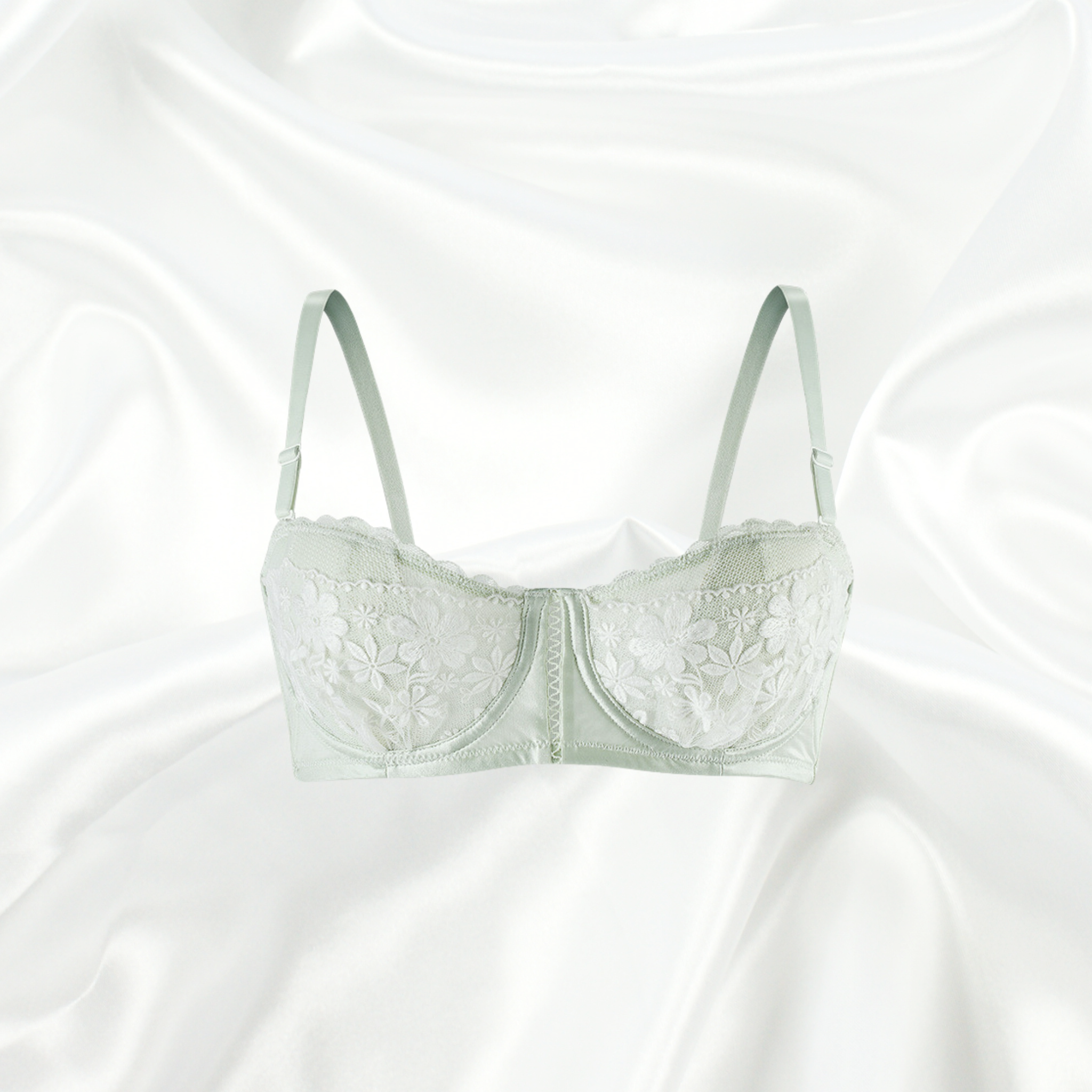 Mint Lace Bandeau – Floral Lace Padded Bra with a Supportive Fit