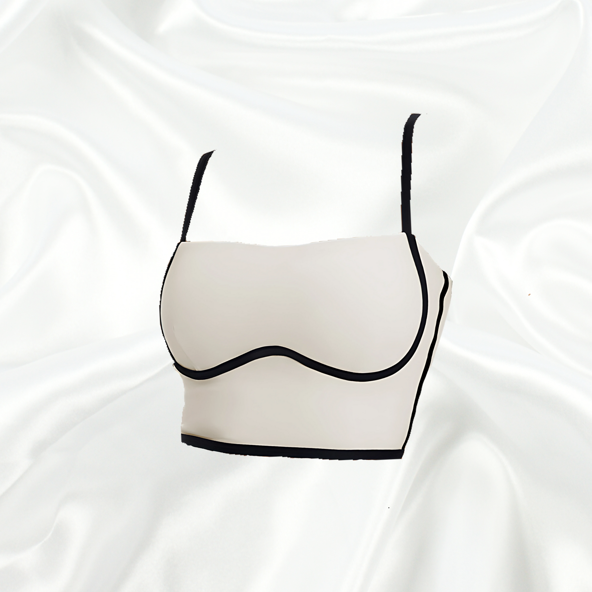 White Square Neck Corset Top by Intyra, designed with contrast piping, premium stretch fabric, and a flattering fit, perfect for workouts or casual wear.