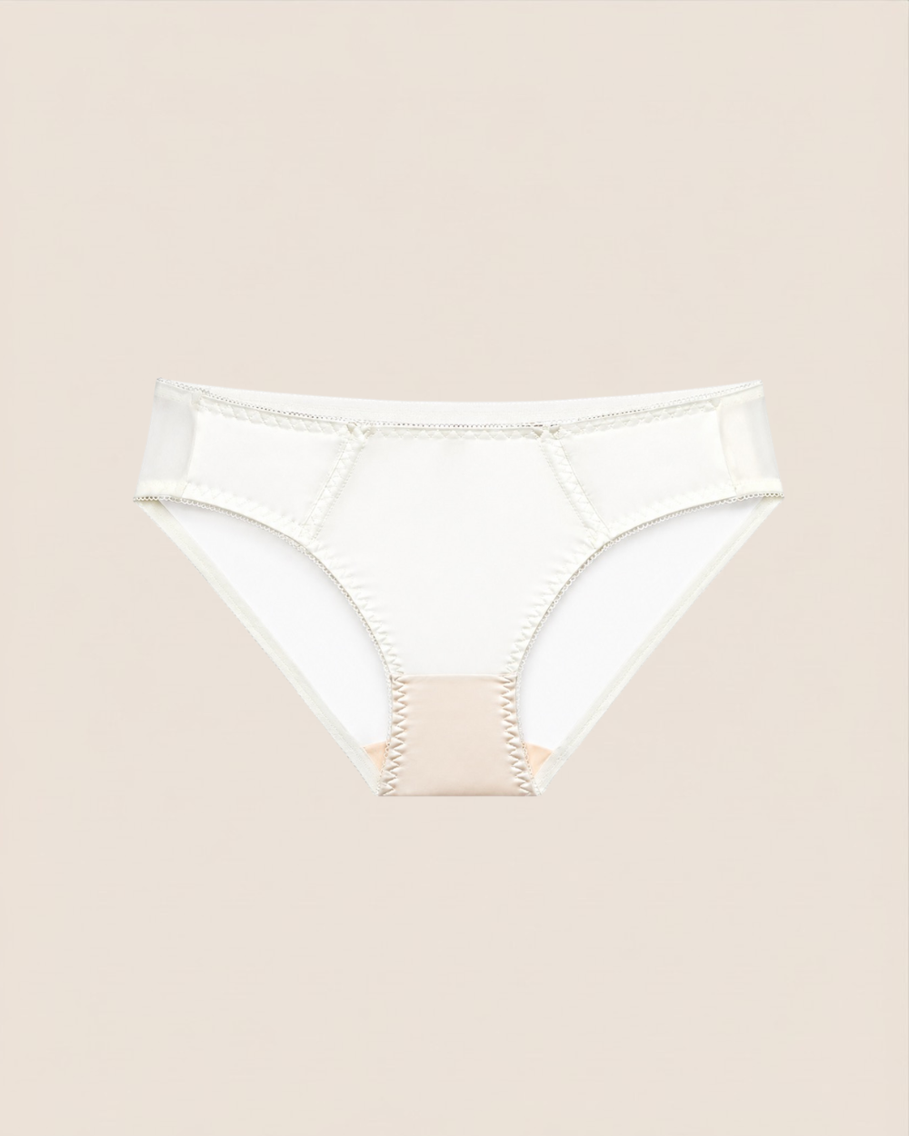 Product Shot of Champagne Bliss Bikini Brief showcasing refined mesh detailing and ultra-soft stretch fabric.