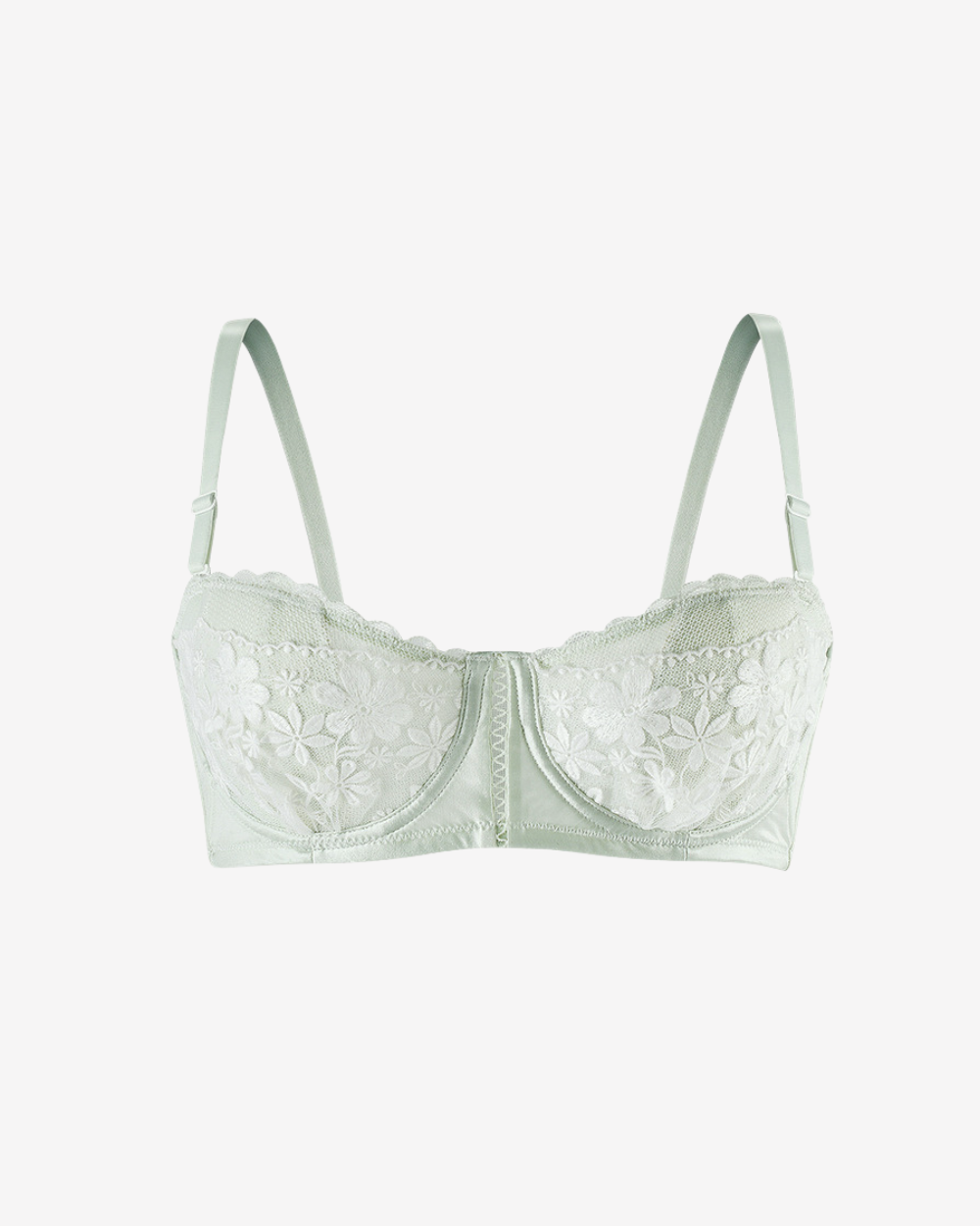 Intyra Mint Serenity Lace Bandeau in soft mint green with floral lace embroidery displayed on a clean white background.