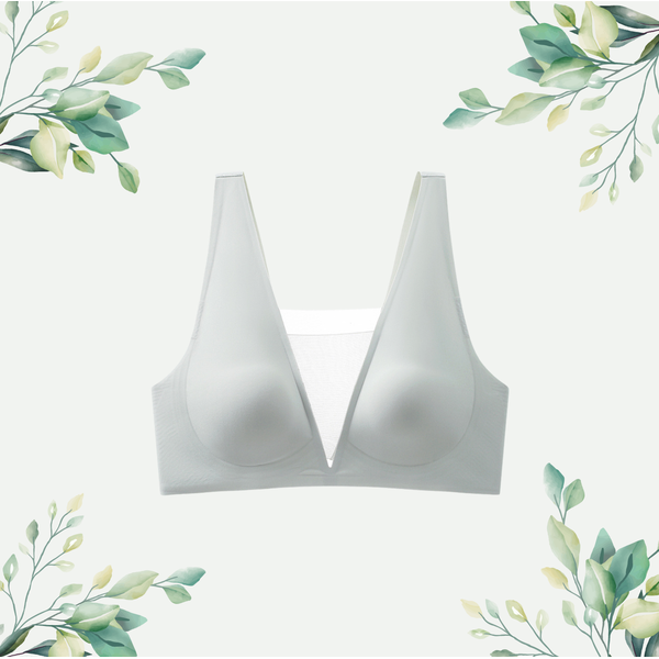 Modern mint bra top with a sleek plunge neckline, perfect for casual or chic looks