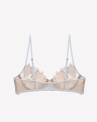 Back view of the Allure White Lace Balconette Bra featuring adjustable straps and delicate mesh detailing.