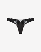 Intyra Black Rose Sheer Lace Thong featuring floral embroidery and soft sheer mesh detailing
