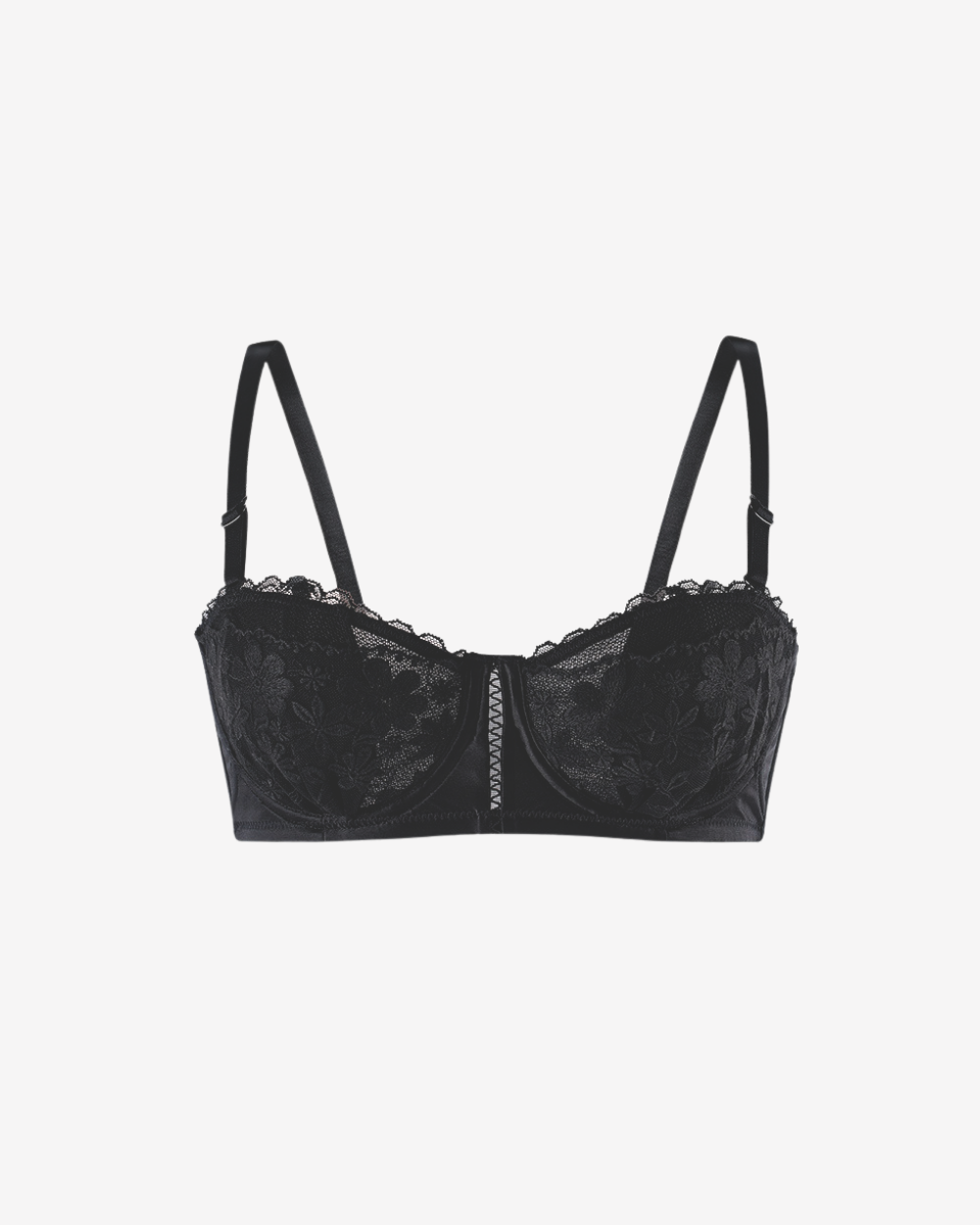 Intyra Midnight Allure Lace Bandeau in black featuring floral lace embroidery and elegant structured detailing.