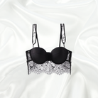 Black Longline Bra Corset Top by Intyra with lace detailing and a flattering fit, it’s perfect for layering or as a bold statement piece.