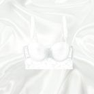 White Longline Bra Corset Top by Intyra. Featuring intricate white lace, padded cups and a flattering longline design, perfect for bridal occasions.
