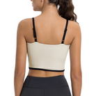 Ultra-soft padded white square-neck bra top with black contrast piping, non-wired design, full lining, and adjustable straps for a stylish and versatile fit.