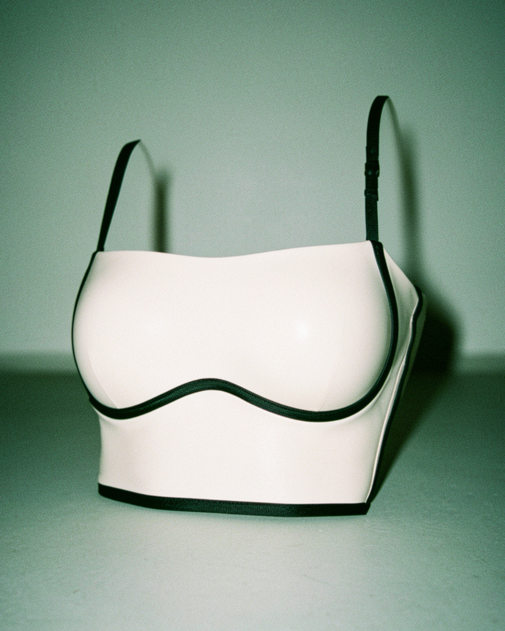 White Corset Top with contrast black piping by Intyra