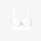 White Longline Bra Corset Top by Intyra. Featuring intricate white lace, padded cups and a flattering longline design, perfect for bridal occasions.