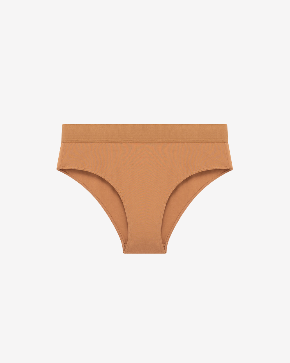 Front view of Intyra beige seamless panty with soft ribbed fabric and wide waistband