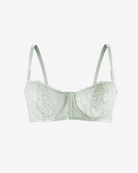 Intyra Mint Serenity Lace Bandeau in soft mint green with floral lace embroidery displayed on a clean white background.