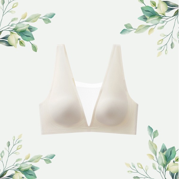 Intyra's ivory-colored seamless bra top with plunge neckline, tailored for comfort and style for small cup sizes