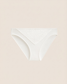 Front view of Intyra Ivory Whisper lace bikini brief with delicate floral lace and soft ivory fabric