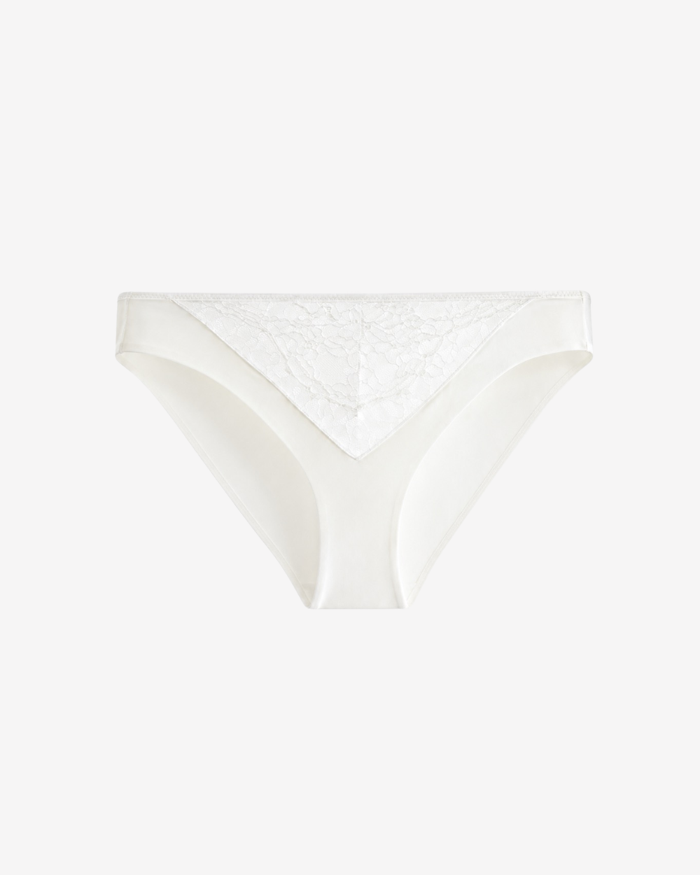 Product shot of Intyra Ivory Whisper lace bikini brief with delicate floral lace and soft ivory fabric